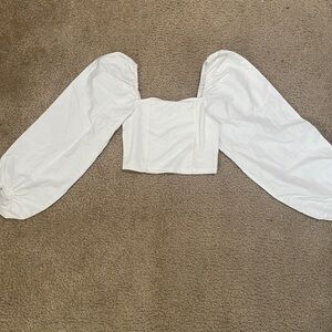 Topshop White Dramatic Sleeve Blouse
